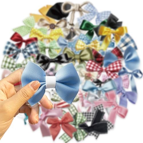 50pcs Transparent Colorful Bow Sticker, Vinyl Cute Aesthetic Bows Stickers for Water Bottle Scrapbook Laptop Luggage Skateboard,Waterproof Funny Trendy Decals for Teens Girls Women (Colourful)