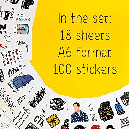 100Pcs Nerd Stickers, Cool Nerd Gifts for Men, Nerdy Stickers for Laptop, Science, Math, Physics, History Decals, Gifts for Women & Men
