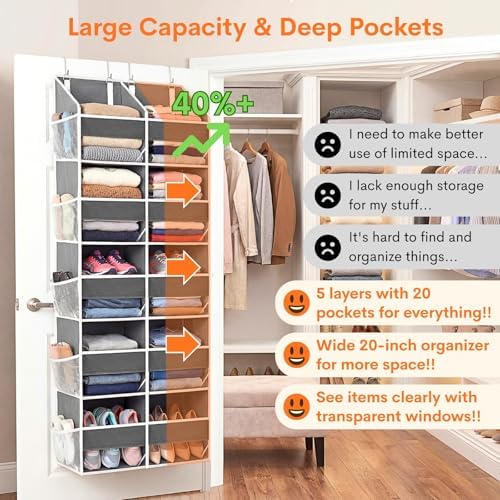 Ofiray-home 5-Tier Over Door Organizer, 10-Compartment Wide Storage Rack