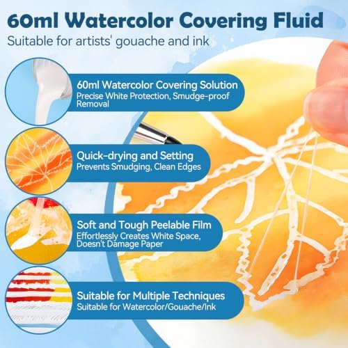 Watercolor Masking Fluid, Resistant Ink, Quick-Drying, Easy Peel,2 Oz