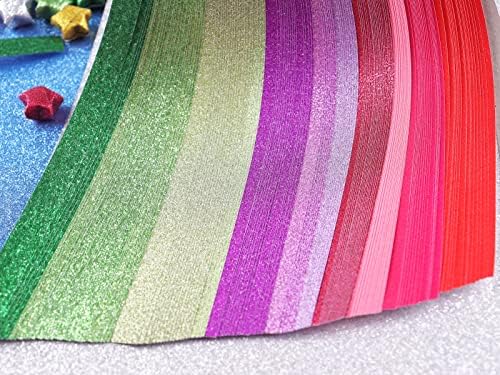 Mluchee 360 Sheets Folding Stars Paper Strips - 18 Colors Glitter Lucky Stars Papers Colorful Decoration Folding Paper for Thanksgiving Christmas Gifts, School Teaching, DIY Projects