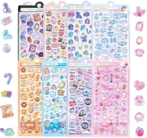 3D Puffy Stickers 8 Sheets 500+ Kawaii Stickers for Phone Case & Handbooks ﻿