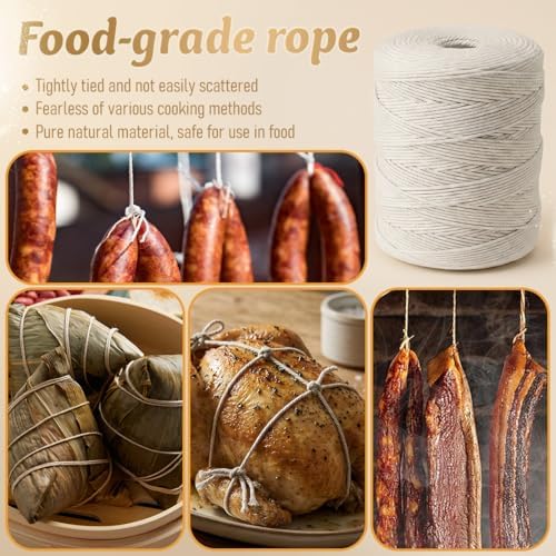 SMART&CASUAL 1500 Feet 100% Cotton Butcher Twine String 2mm Food-Grade Cooking Twine for Kitchen Roasting Turkey Sausage Meat Prep Baking Crafts Crocheting Gift Wrapping Gardening
