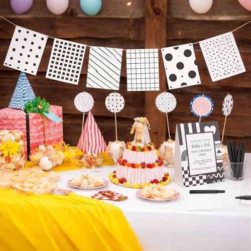 Sinload 56 Pcs Baby Shower DIY High Contrast Card Games, Simple