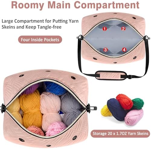 IBFUN Crochet Yarn Knitting Bag Organizer for Knit Accessories Hooks