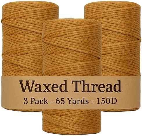 Waxed Thread 3X Wax Thread, 65 Yardx0.8mm Wax String, 150D Waxed Leather String in Tan Perfect Dream Catcher Supplies