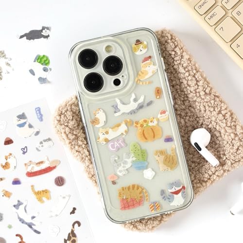 8 Sheets Cute Cat Stickers, Kawaii Cartoon Kitten Scrapbook Stickers, Aesthetic Decorative Decals for Journaling, DIY Crafts, Planner, Laptop, Phone Case| Gift for Cat Lovers