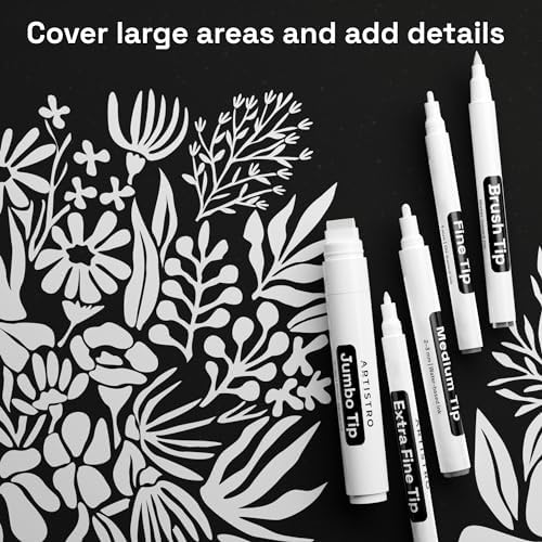 ARTISTRO White Paint Pens - Various Tips - Set of 5