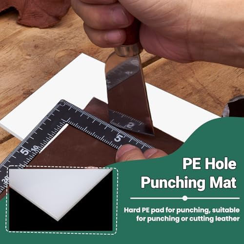 4 Pcs Leather Punch Pads, A4 Self Healing Cutting Mat, Sound Absorbing Pad and Leather Cutting Mat, Cutting Hole Punch Stamping Tool for Leathers Working DIY Crafts