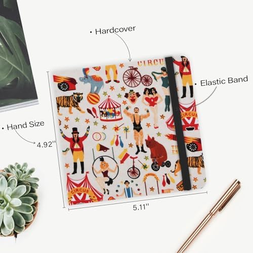 Handy Size 5 x 5 inches Sketch Book, 80GSM Acid Free Artistic Drawing Painting Writing Paper, Hardcover Cloth Cover Art Sketchbook,Journal Notebook.Beige Circus
