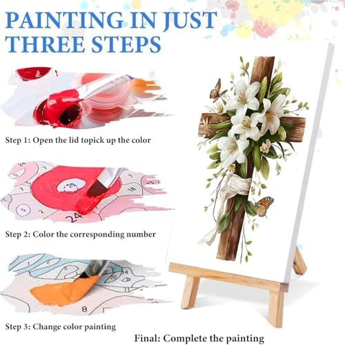 bleihum Cross Paint by Numbers Kit for Adults with Frame Easel 8x12In