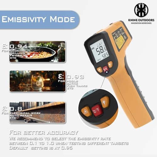 KNINE OUTDOORS Infrared Thermometer Gun, -58℉ to 1112℉