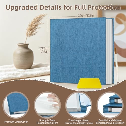 Popotop Photo Album Self Adhesive Scrapbook Album for 4x6 5x7 8x10 Pictures DIY Photo Book as Scrapbooking Supplies Kits, Birthday Gifts for Women Mom Wedding Baby Family Travel