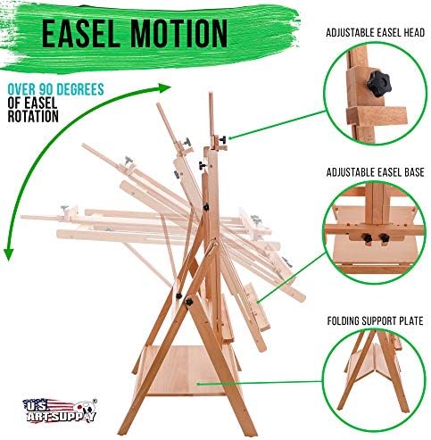 U.S. Art Supply Large Adjustable H-Frame Multi-Purpose Studio Artist Easel