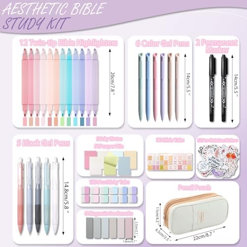 XKDOUS 58 Bible Study Supplies Journaling Kit, Bible Highlighters, Khaki