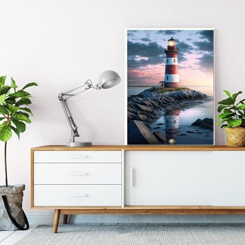 VeGuude Diamond Art Kit for Adult Beach and Lighthouse Diamond Painting Kit