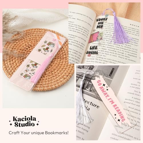 24 Set Bookmark Making Kit, Acrylic Bookmark Blanks with 24 UV DTF Stickers About Booklover Theme and 24Tassels,Blank Bookmarks UV DTF Transfers Stickers for DIY Crafts Hanging Tag Gift Bookmarks DIY