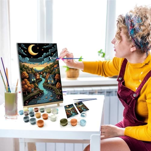 JOOZ Landscape Paint by Numbers Kit for Adults with Frame, 8x12 Inch