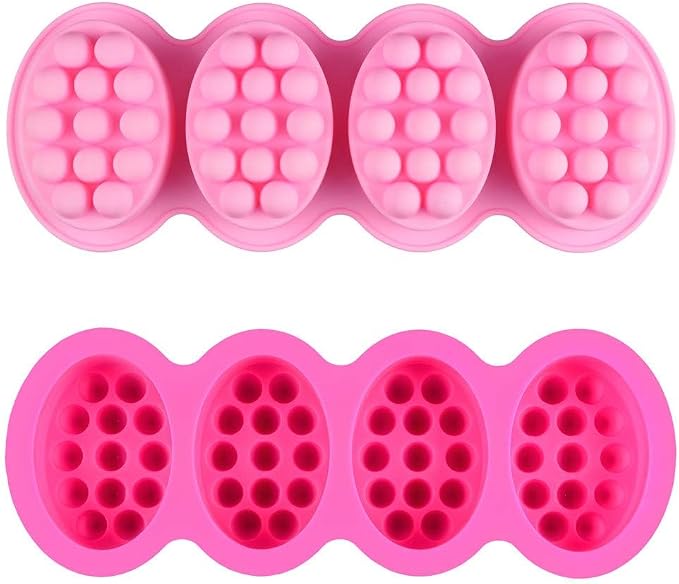SJ Massage Bar Soap Mold Set, 2-Pack 4-Cavity Silicone Soap Mold | For Massage Bars, Handmade Soap & Shampoo Bars, Food Grade Silicone, Easy Release, Reusable