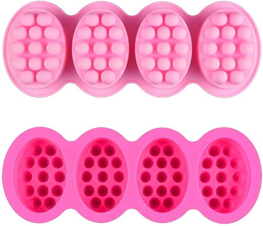 SJ Massage Bar Soap Mold Set, 2-Pack 4-Cavity Silicone Soap Mold | For Massage Bars, Handmade Soap & Shampoo Bars, Food Grade Silicone, Easy Release, Reusable