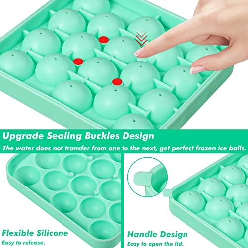 Webake 2 Pack Sphere Ice Cube Trays - 1.1" Small Round 36pcs Ice Ball Maker, Flexible Silicone Molds for Cocktails, Whiskey, Tea & Coffee - Easy Release & BPA Free (Green)