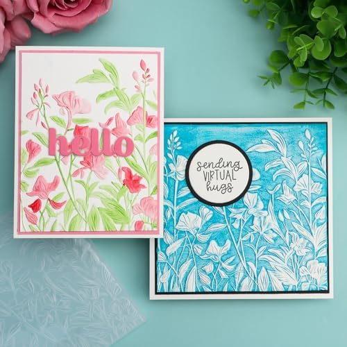BAOFALI 3D Embossing Folder for Card Making, Flowers Petals Stems and Leaves Plastic Texture Fades Embossing Folder Template for Scrapbooking Cardstock Album DIY Decoration Paper Crafting 5.9x5.9inch