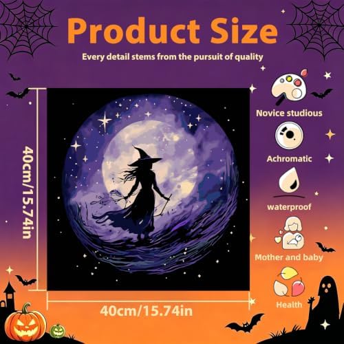 Aestalrcus Halloween Paint by Numbers Kit for Adults, Witch, 16x16inch