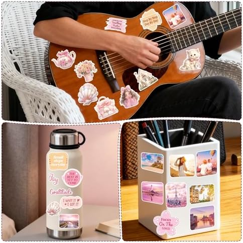 50 Pcs Vision Board Stickers for Women, Positive Affirmation Stickers for Vision Board Supplies Kit, Inspirational Quote Journey Decal Sticker for Adults Teens Planner Accessories (Pink)