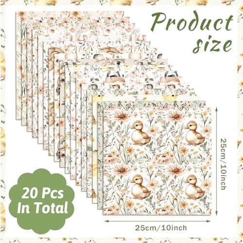 HunnmingRe 20 Pcs 10''x10'' Cute Farm Animals Quilting Fabric Squares
