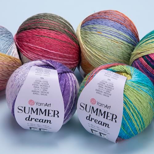 YarnArt Summer Dream Yarn 383 yd Fine Cotton Viscose, 70% Cotton 30% Viscose, Lightweight Knitting Yarn, Crochet Yarn for Summer Tops, Shawls, Cardigans, Baby Clothes & Accessories (4316, Pack of 1)
