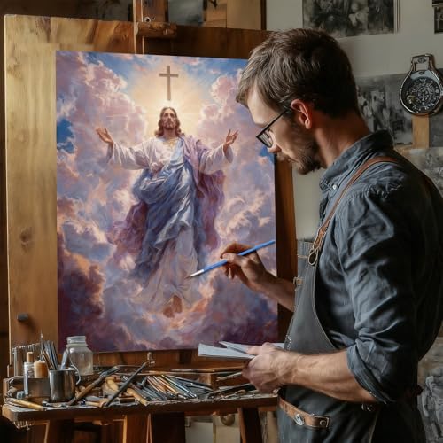 Reivworl Jesus Paint by Numbers Kit for Adults, Jesus Paint by Number for Adults, Painting by Number Kits for Gifts and Wall Decor 16x20Inch
