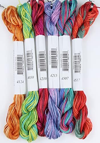 KCS Big skeins of 25 Meters Size 25 Color Variegated Cross Stitch Stranded Threads,6 skeins,17