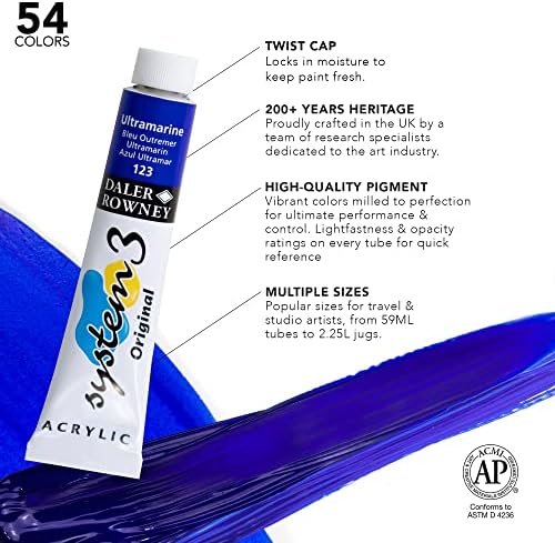 Daler Rowney System3 10-Tube Acrylic Paint Set for Adults - Acrylic Painting Supplies for Artists and Students - Acrylic Paints for Murals Canvas and More - Art Paints for Any Skill Set