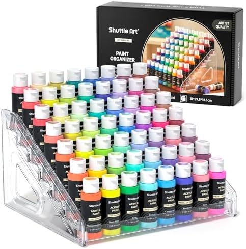 Shuttle Art Acrylic Paint Organizer, 7 Layers Clear Storage Rack, Snap On Organizer for Acrylic Paint, Oil Paints, Nail Polish and Craft Supplies
