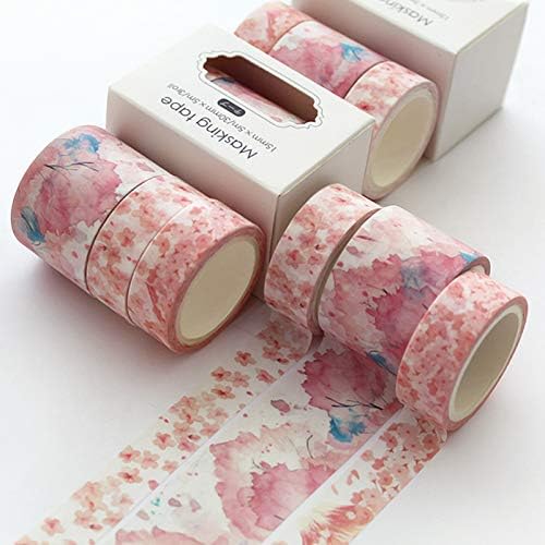 YUBBAEX Cute Printed Washi Tape 3 Rolls Japanese-Style Masking Tape Set Decorative for Arts, DIY Crafts, Journal Supplies, Planners, Scrapbook, Card/Gift Wrapping (Cherry Blossoms (Wide))
