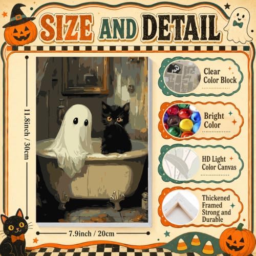 Halloween Paint by Numbers Kit for Adults Framed with Easel, 8x12 in