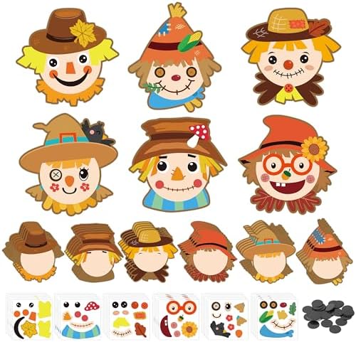 Haooryx Make Your Own Scarecrow Decoration Autumn Sticker Craft Kit