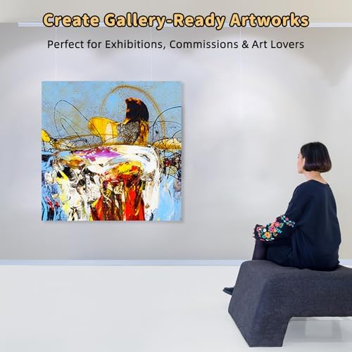 4-Pack 24x24 Square Stretched Canvas Cotton for Oil & Acrylic (60 x 60 cm) | 380gsm 100% cotton, triple acid-free gesso, no bleed warp resistant, for mixed media
