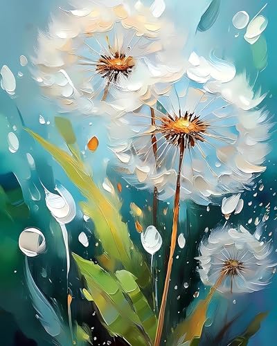 EIBEILI Diamond Art Kits for Adults,Dandelion Diamond Painting Kits for Beginner DIY 5D Full Drill Diamond Dots Crafts for Home Wall Decor Gifts 12x16 Inch