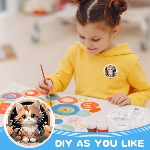 100 Pack Acrylic Button Pins Badge, 35mm/1.38 Inch Clear Pins Buttons Badges Kit, DIY Acrylic Pin Buttons with Blank Round Paper