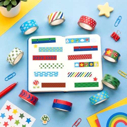 Video Game Washi Tape - 12 Rolls Cartoon Pixel Decorative Tape Set
