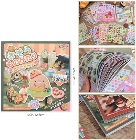 Girl's Japanese Retro Sticker Book, 1000+ Cute Comics Style Food Stickers, for DIY Scrapbooking Journaling Handbook Decoration