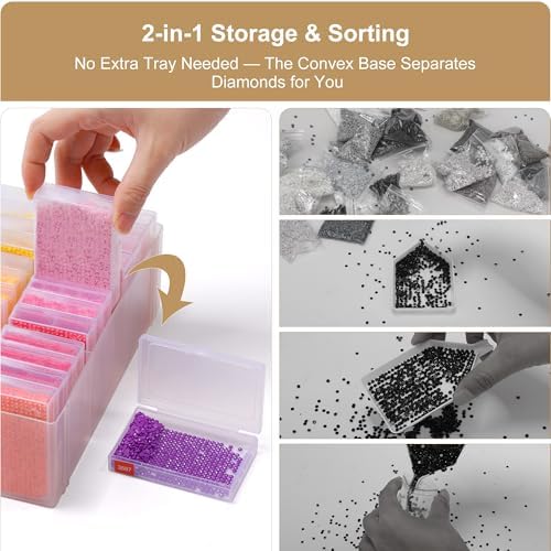 PP OPOUNT 48 PCS Diamond Art Storage for Beads Storage & Line-Up