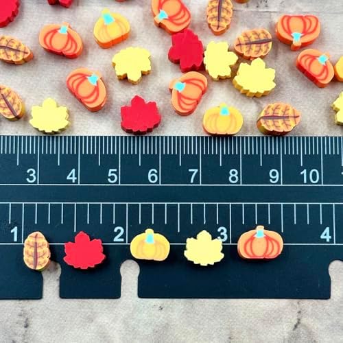 Polymer Clay Fall Pumpkin Maple Loose Spacer Beads, 10mm Thanksgiving Autumn Maple Leaves Pumpkin Beads Charms for DIY Hair Clip Necklace Bracelet Jewelry Earring Handmade Craft Making