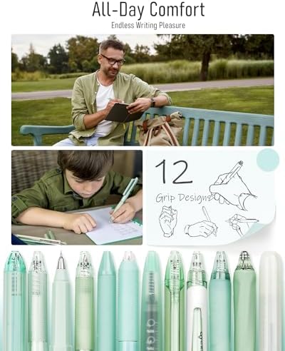 Four Candies Green Pens, Black Gel Ink, Forest - 12ct, 0.5mm Fine Point