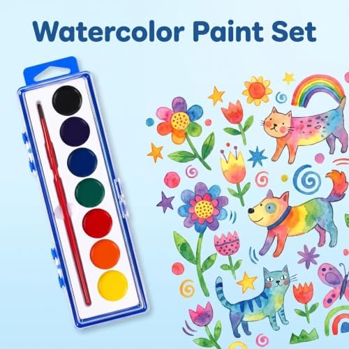 1 Pack Watercolor Paint Set Bulk,8 Colors Washable Water Color Paint | Back to School Art Supplies