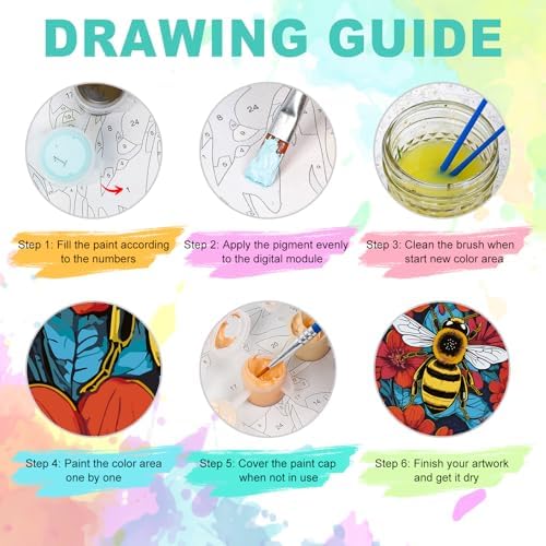 GEEHEIY Paint by Numbers Kit for Adults, Bee Number Painting, 16 x 20 Inch | DIY Adult Paint by Number Kit on Canvas for Beginners, without Frame, Botanical Wall Decor, Stress Relief Craft Gift