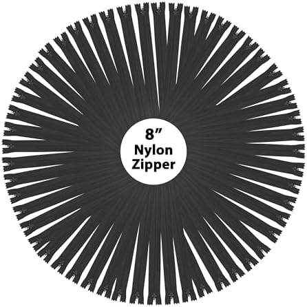 Mandala Crafts 100 PCs Black Closed-End 8 Inch Nylon Zippers for Sewing