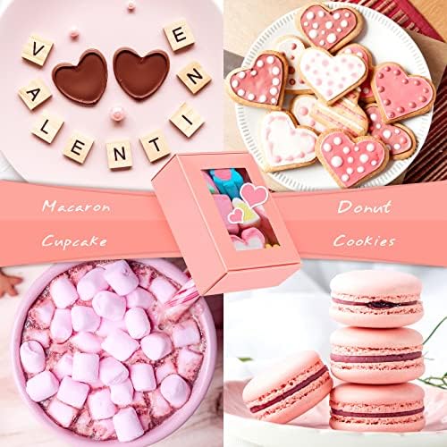 Zonon 30 Pcs Soap Boxes for Homemade Packaging, Mini Kraft Boxes with Window for Bakery Candy Soap Making Gift Packaging, 3.7x2.6x1.4 Inch (Pink)
