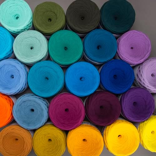 YARNART Cotton Elastic Fabric Spaghetti Premium T-Shirt Knitting Yarn for Bag Basket Cushion Crocheting Projects and Home Decor, Super Bulky (Pack of 1) (7306),